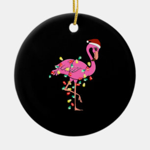 Grappig schattig kerst flamingo keramisch ornament
