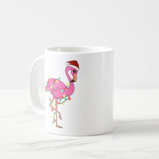 Grappig schattig kerst flamingo koffiemok (Voorkant links)