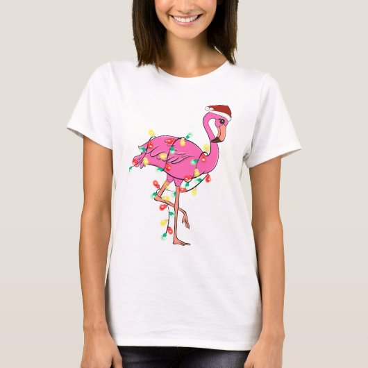 Grappig schattig kerst flamingo t-shirt (Voorkant)