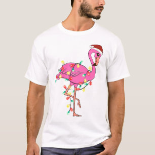 Grappig schattig kerst flamingo t-shirt