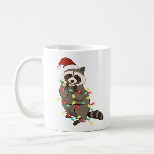 Grappig schattig kerst racoon koffiemok (Links)
