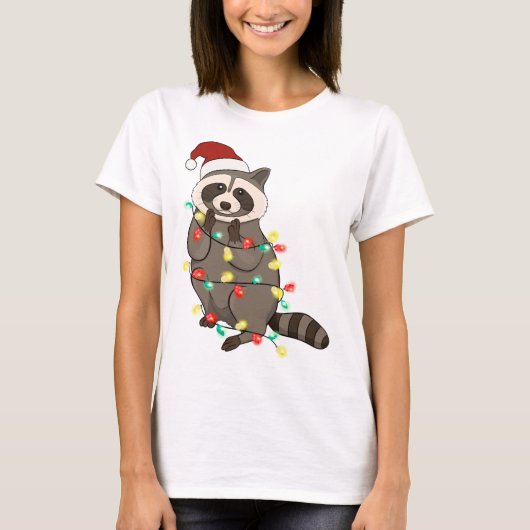 Grappig schattig kerst racoon t-shirt (Voorkant)