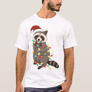Grappig schattig kerst racoon t-shirt