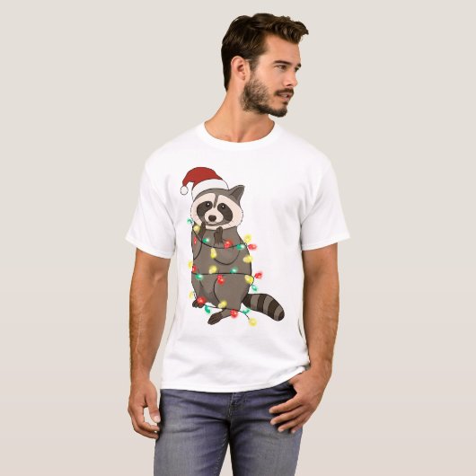 Grappig schattig kerst racoon t-shirt (Voorkant volledig)