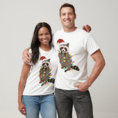 Grappig schattig kerst racoon t-shirt (Unisex)