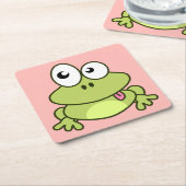 Grappig schattig kikker cartoon roze meisje kartonnen onderzetters (Schuin)