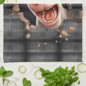 Grappig schattig koe gezicht land humor boeren theedoek (Gevouwen)