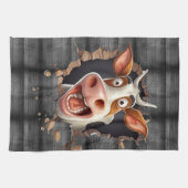 Grappig schattig koe gezicht land humor boeren theedoek (Horizontaal)