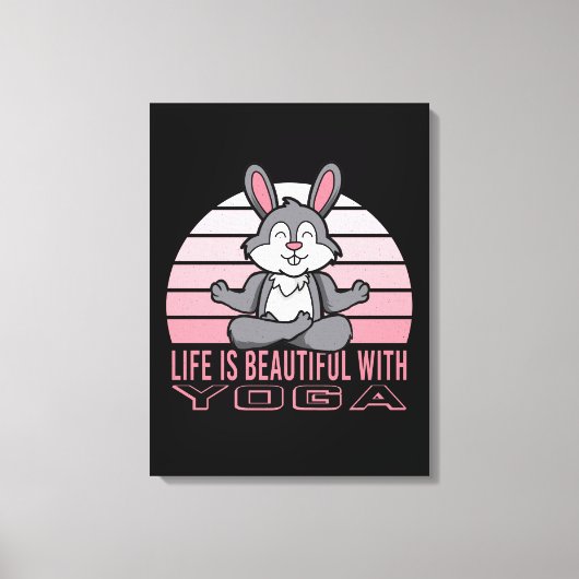Grappig schattig konijn met yoga. canvas afdruk (Voorkant)