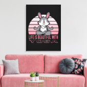 Grappig schattig konijn met yoga. canvas afdruk (Insitu (Woonkamer))