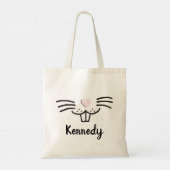 Grappig schattig konijnengezicht aangepaste naam p tote bag (Achterkant)
