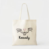 Grappig schattig konijnengezicht aangepaste naam p tote bag (Voorkant)