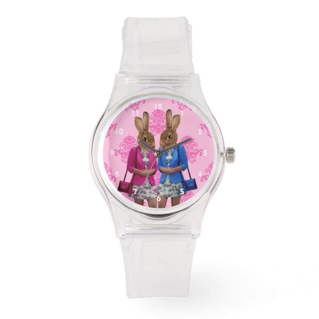 Grappig schattig konijntje konijnen horloge (Voorkant)