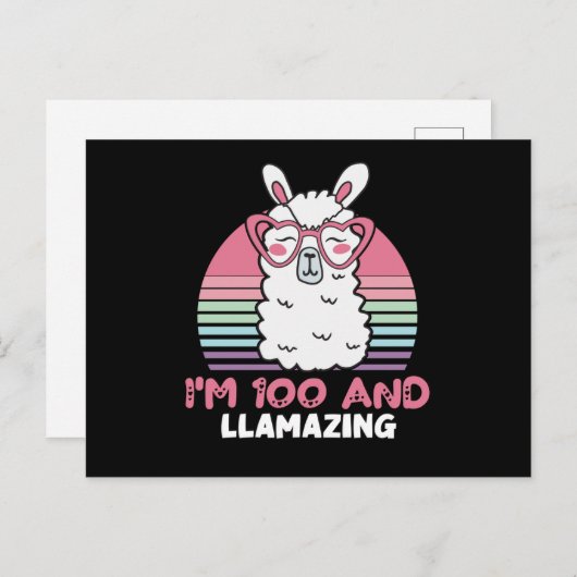 Grappig Schattig Llama 100ste verjaardagscadeau vo Briefkaart (Voorkant / Achterkant)