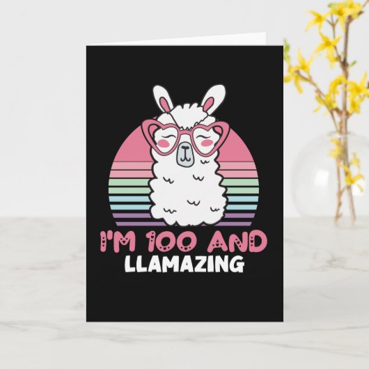 Grappig Schattig Llama 100ste verjaardagscadeau vo Kaart (Gele Bloem)