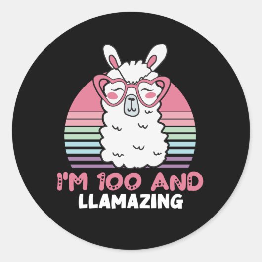 Grappig Schattig Llama 100ste verjaardagscadeau vo Ronde Sticker (Voorkant)