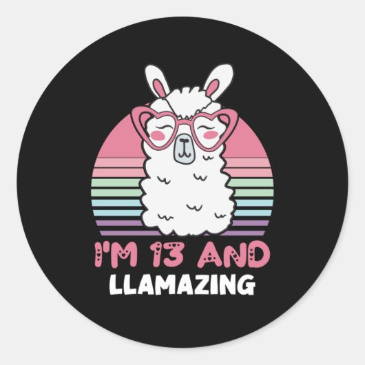 Grappig Schattig Llama 13e verjaardagscadeau voor  Ronde Sticker (Voorkant)