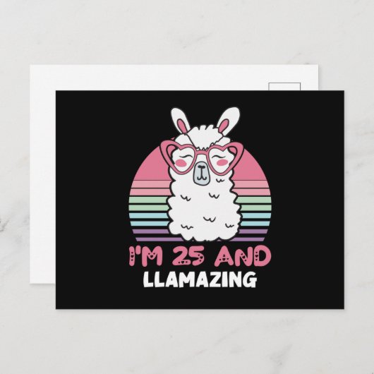 Grappig Schattig Llama 25e verjaardagscadeau voor  Briefkaart (Voorkant / Achterkant)