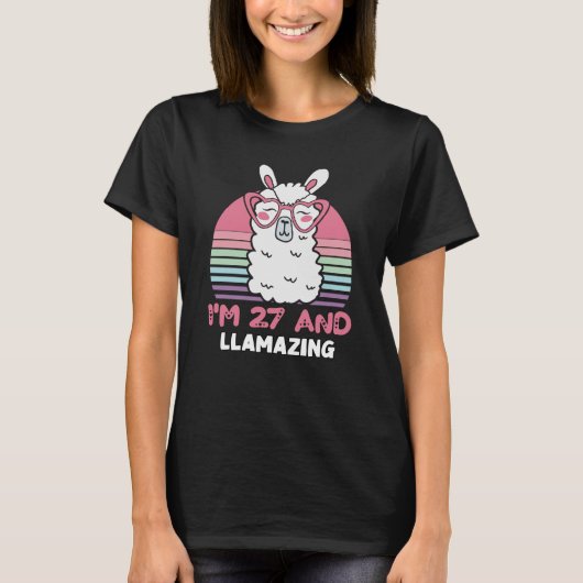 Grappig Schattig Llama 27e verjaardagscadeau voor  T-shirt (Voorkant)