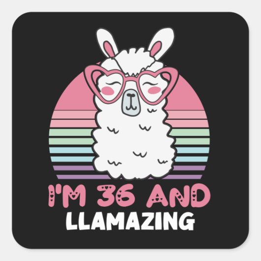 Grappig Schattig Llama 36e verjaardagscadeau voor  Vierkante Sticker (Voorkant)