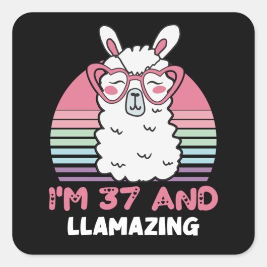 Grappig Schattig Llama 37e verjaardagscadeau voor  Vierkante Sticker (Voorkant)