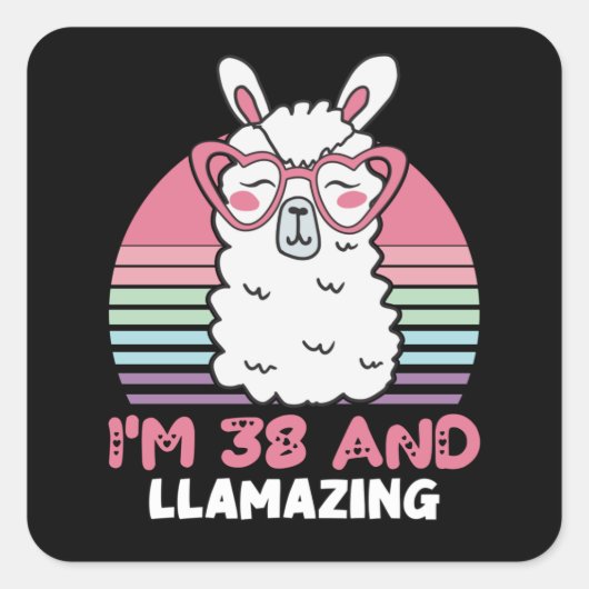 Grappig Schattig Llama 38e verjaardagscadeau voor  Vierkante Sticker (Voorkant)