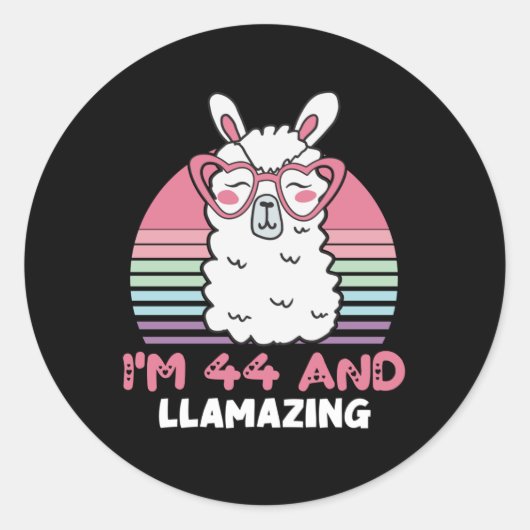 Grappig Schattig Llama 44e verjaardagscadeau voor  Ronde Sticker (Voorkant)