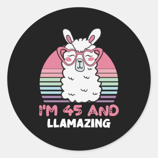 Grappig Schattig Llama 45e verjaardagscadeau voor  Ronde Sticker (Voorkant)