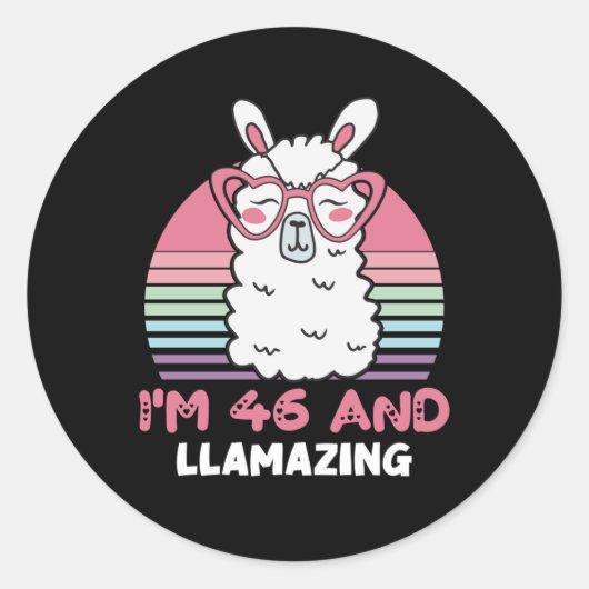 Grappig Schattig Llama 46e verjaardagscadeau voor  Ronde Sticker (Voorkant)
