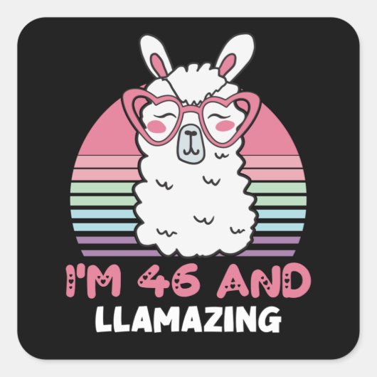 Grappig Schattig Llama 46e verjaardagscadeau voor  Vierkante Sticker (Voorkant)