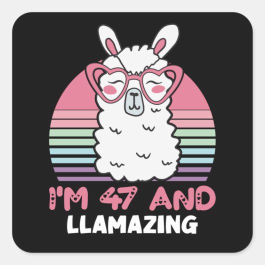Grappig Schattig Llama 47e verjaardagscadeau voor  Vierkante Sticker (Voorkant)