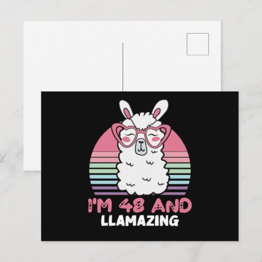 Grappig Schattig Llama 48e verjaardagscadeau voor  Briefkaart (Voorkant / Achterkant)