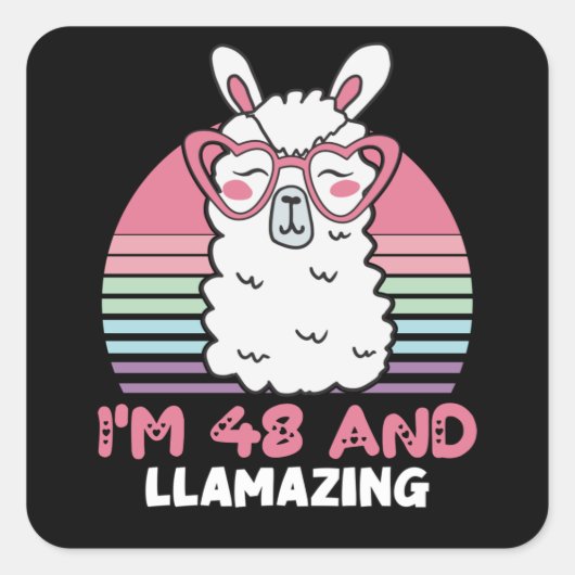 Grappig Schattig Llama 48e verjaardagscadeau voor  Vierkante Sticker (Voorkant)