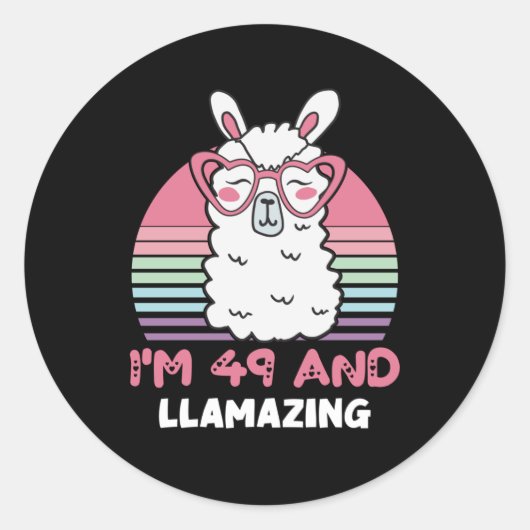 Grappig Schattig Llama 49e verjaardagscadeau voor  Ronde Sticker (Voorkant)