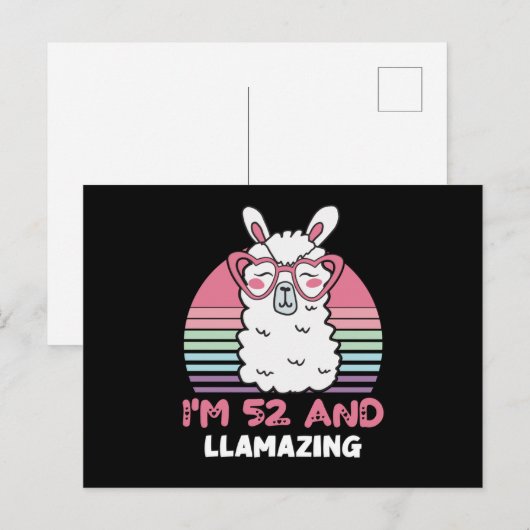 Grappig Schattig Llama 52e verjaardagscadeau voor  Briefkaart (Voorkant / Achterkant)