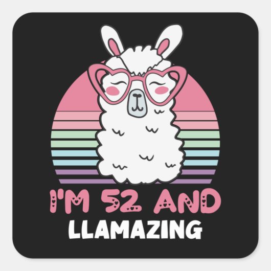 Grappig Schattig Llama 52e verjaardagscadeau voor  Vierkante Sticker (Voorkant)