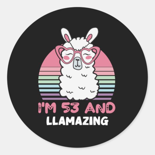 Grappig Schattig Llama 53e verjaardagscadeau voor  Ronde Sticker (Voorkant)