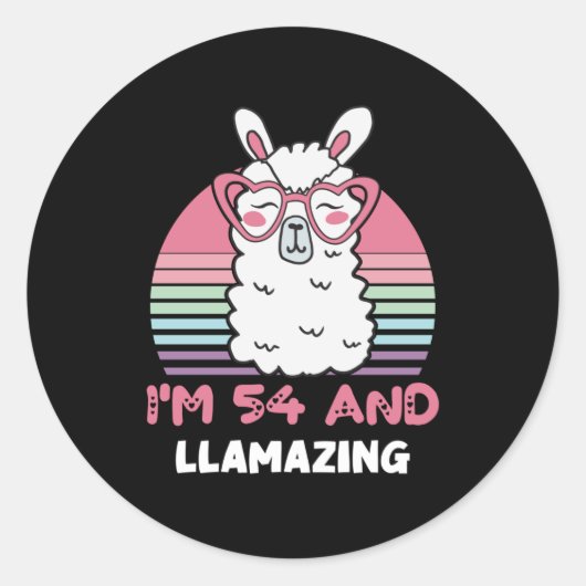 Grappig Schattig Llama 54e verjaardagscadeau voor  Ronde Sticker (Voorkant)