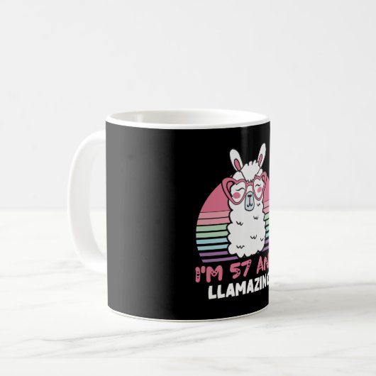 Grappig Schattig Llama 57e verjaardagscadeau voor  Koffiemok (Voorkant links)