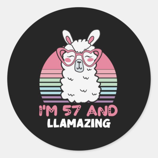Grappig Schattig Llama 57e verjaardagscadeau voor  Ronde Sticker (Voorkant)