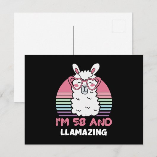 Grappig Schattig Llama 58e verjaardagscadeau voor  Briefkaart (Voorkant / Achterkant)