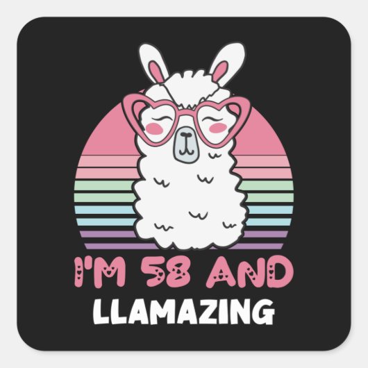 Grappig Schattig Llama 58e verjaardagscadeau voor  Vierkante Sticker (Voorkant)