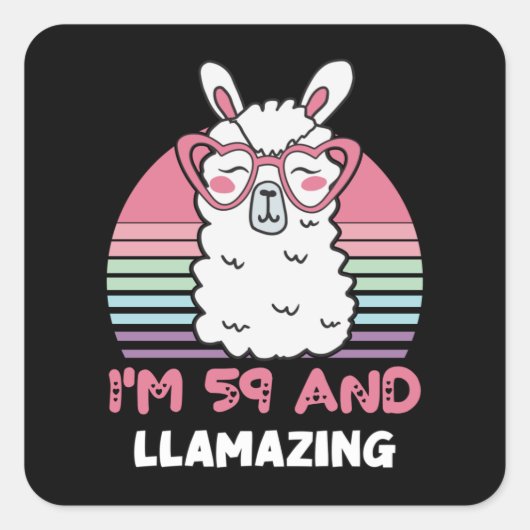 Grappig Schattig Llama 59e verjaardagscadeau voor  Vierkante Sticker (Voorkant)