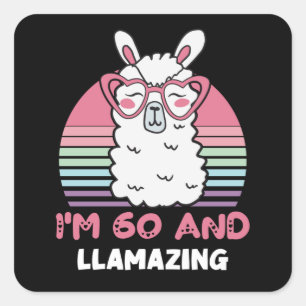 Grappig Schattig Llama 60ste verjaardagscadeau voo Vierkante Sticker