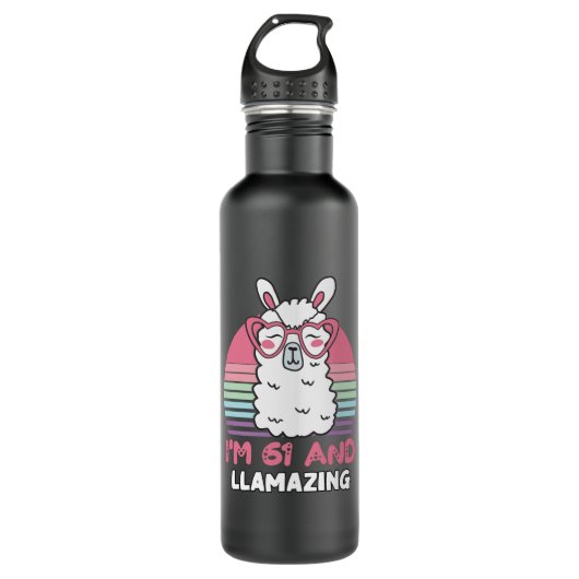 Grappig Schattig Llama 61e verjaardagscadeau voor Waterfles (Voorkant)