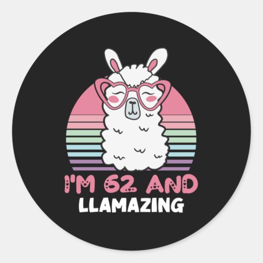 Grappig Schattig Llama 62e verjaardagscadeau voor  Ronde Sticker (Voorkant)
