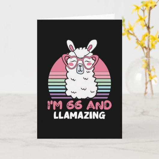Grappig Schattig Llama 66e verjaardagscadeau voor Kaart (Gele Bloem)