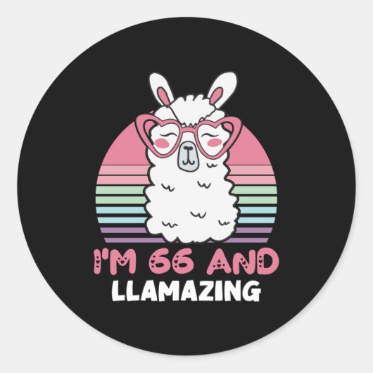 Grappig Schattig Llama 66e verjaardagscadeau voor  Ronde Sticker (Voorkant)