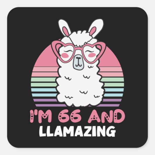 Grappig Schattig Llama 66e verjaardagscadeau voor Vierkante Sticker (Voorkant)