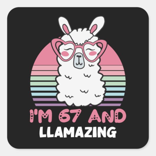 Grappig Schattig Llama 67e verjaardagscadeau voor  Vierkante Sticker (Voorkant)